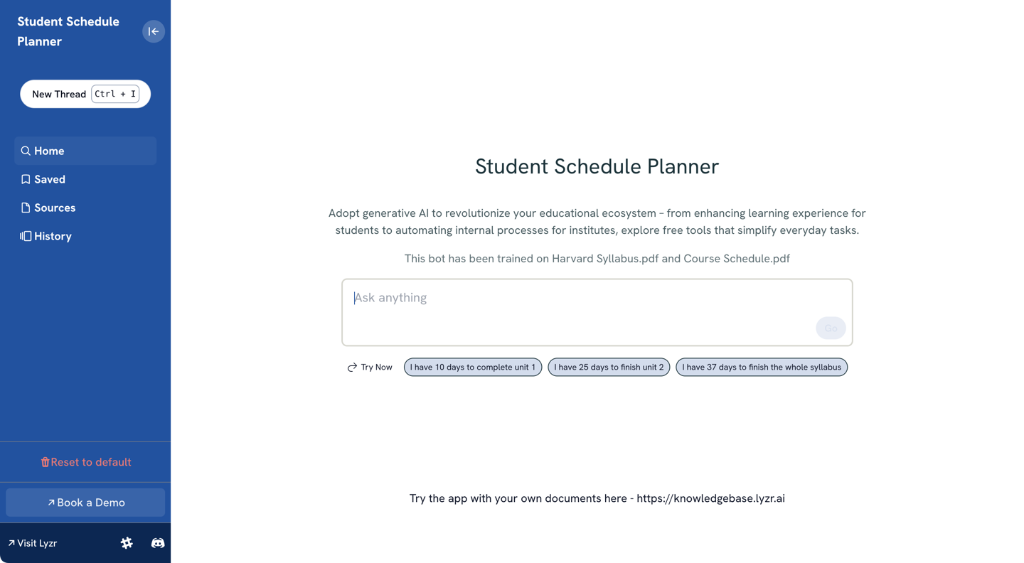 AI for Ed-Tech 2 studentplanner screenshot