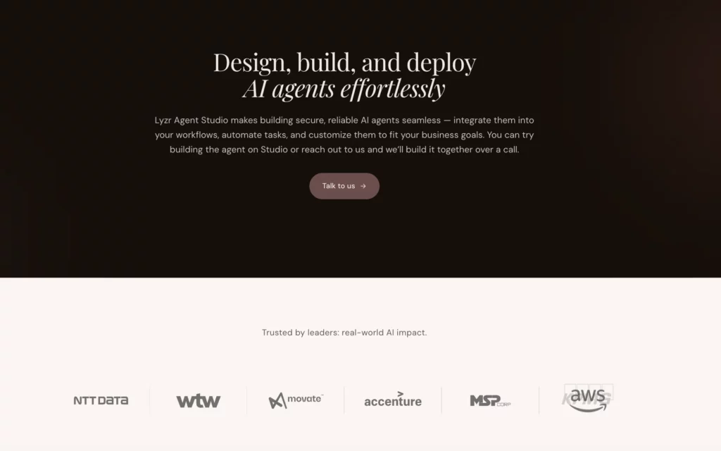 Lyzr Agent Studio website preview