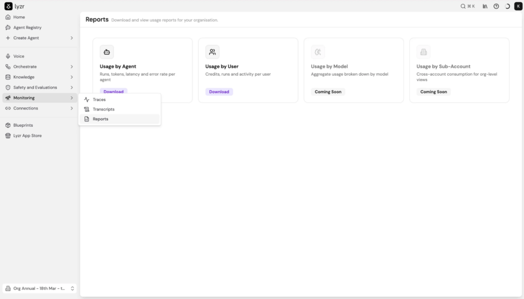 Reports by Lyzr: Get Complete Visibility into AI Agent Usage 1 image 4