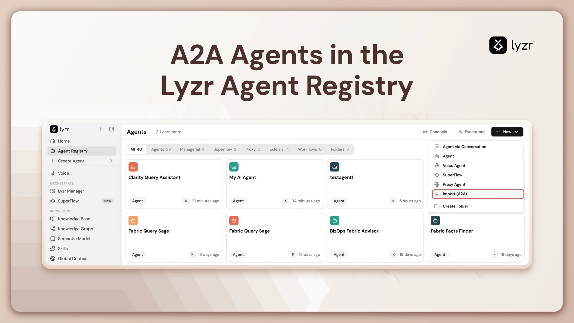 A2A Agents in the Lyzr Agent Registry: Interop Beyond a Single Orchestration
